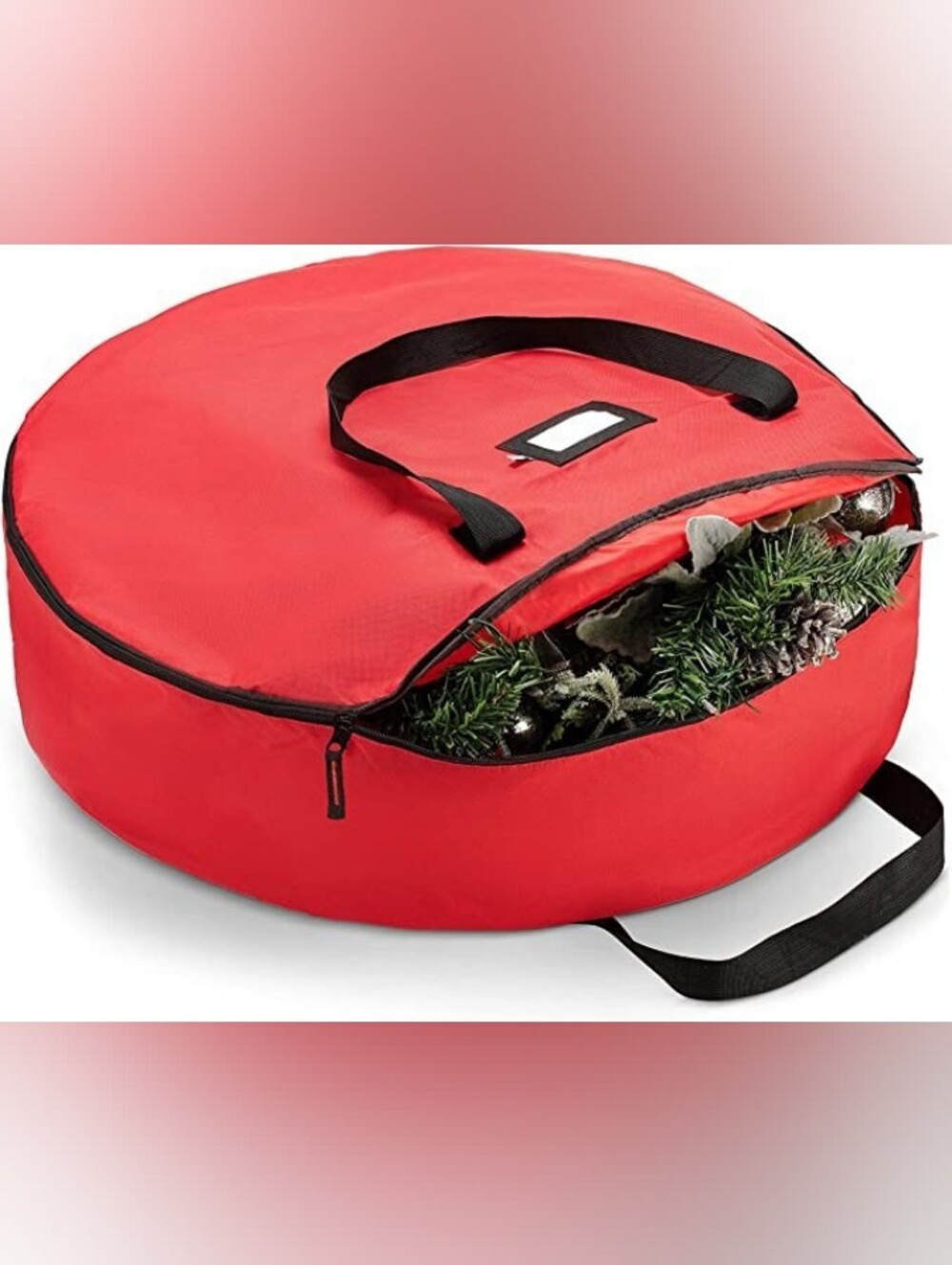 Zober Wreath Storage 2 Pack, Red 24" Premium Fabric Holiday Christmas NEW - Picture 2 of 5